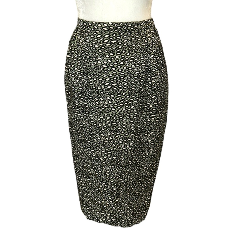 Vintage Anne Crimmins x Umi Silk 1980s Leopard Pencil Midi Slip Skirt - 8